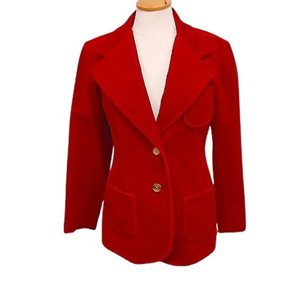 Surrey Classics Cherry Red Vintage Velvet Blazer- Sz. Med